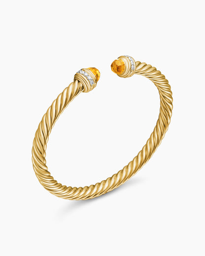 David Yurman Classic Cablespira Flex Bracelet in 18K Yellow Gold with Diamonds, 5mm David Yurman Women’s