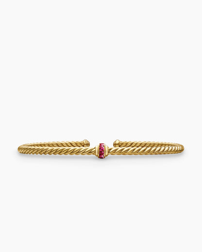 David Yurman Classic Cablespira Flex Station Bracelet in 18K Yellow Gold with Pavé, 3mm David Yurman Women’s