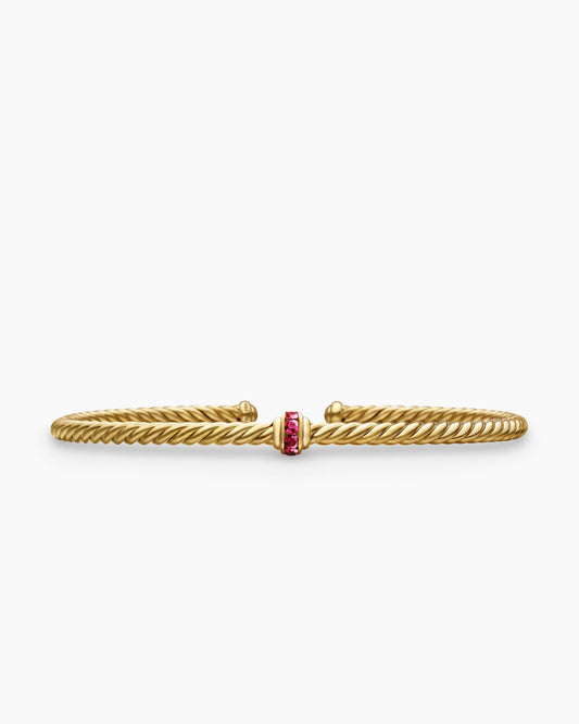 David Yurman Classic Cablespira Flex Station Bracelet in 18K Yellow Gold with Pavé, 3mm David Yurman Women’s