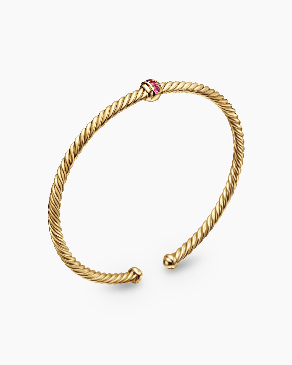David Yurman Classic Cablespira Flex Station Bracelet in 18K Yellow Gold with Pavé, 3mm David Yurman Women’s
