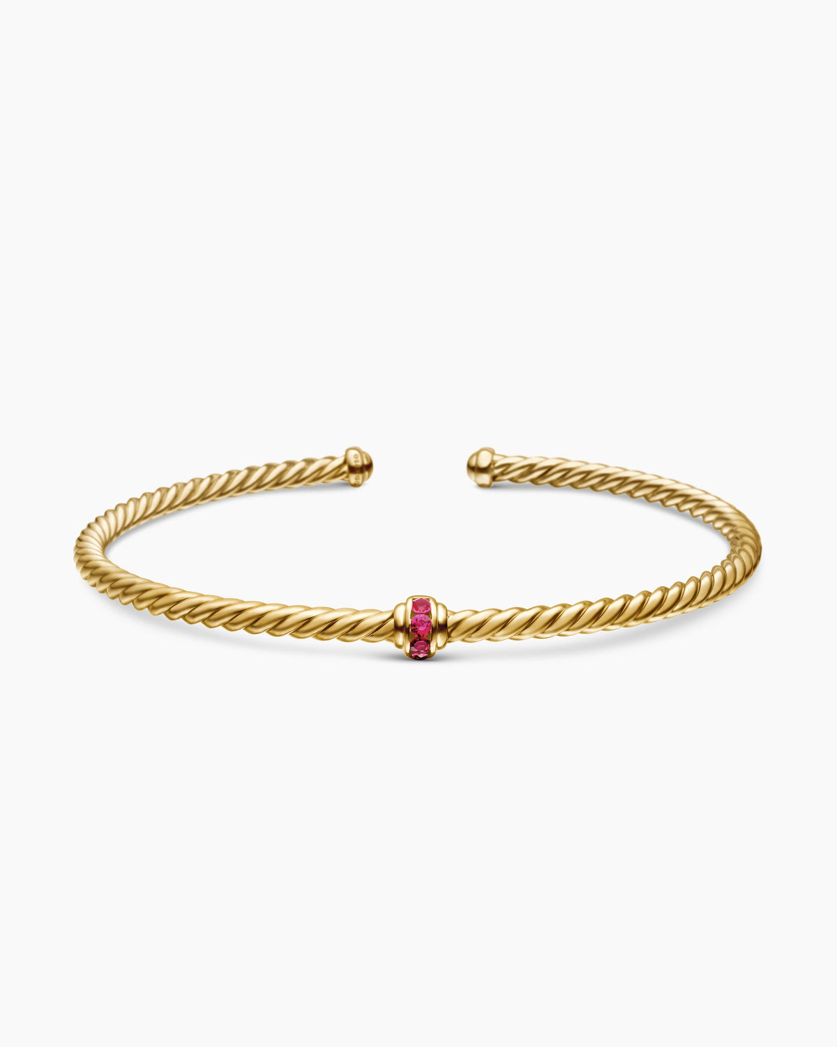 David Yurman Classic Cablespira Flex Station Bracelet in 18K Yellow Gold with Pavé, 3mm David Yurman Women’s