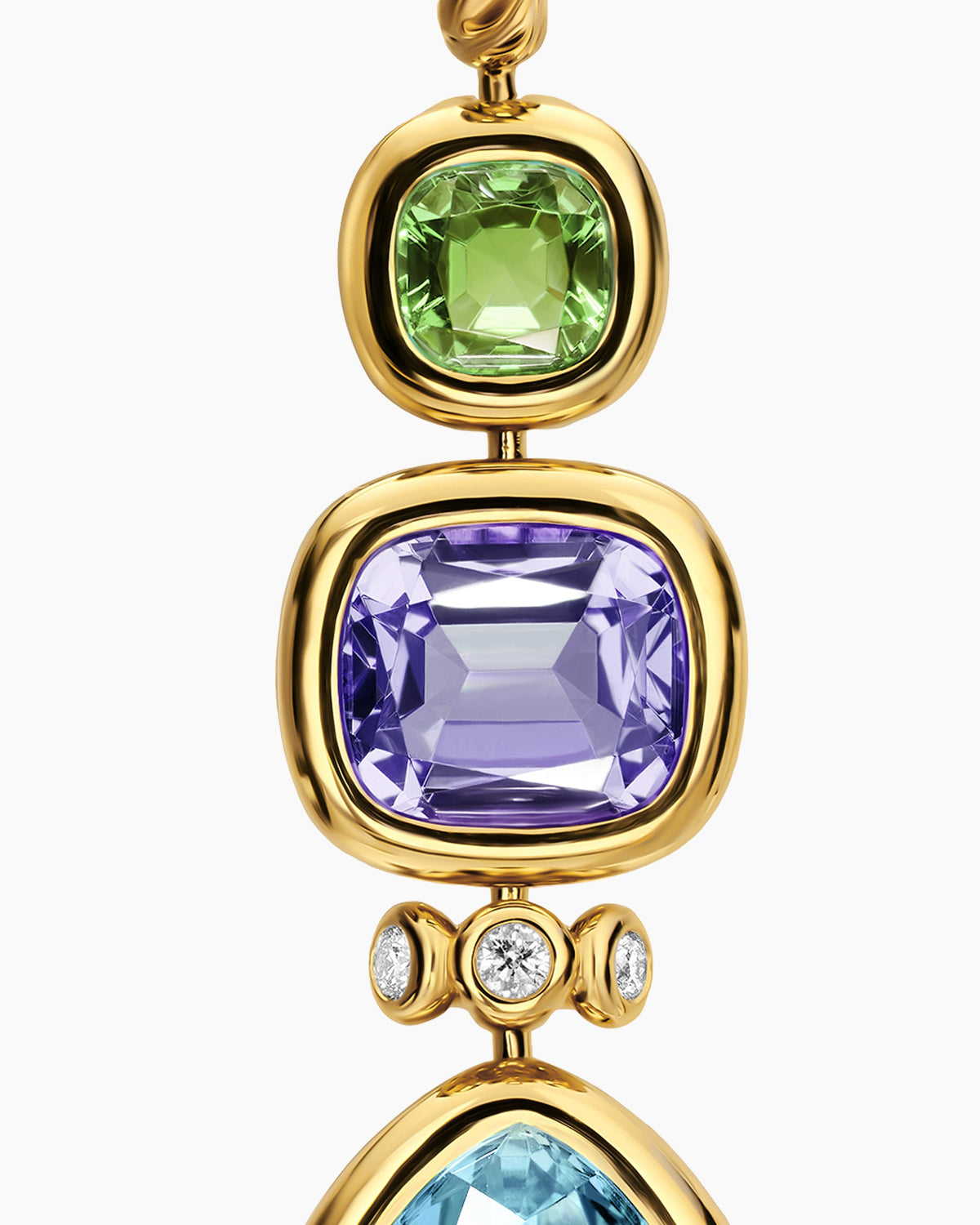 David Yurman DY Mercer® Statement Stone Drop Earrings in 18K Yellow Gold with Sky Blue Topaz, Iolite, Green Tourmalines and Diamonds, 52mm David Yurman Women’s