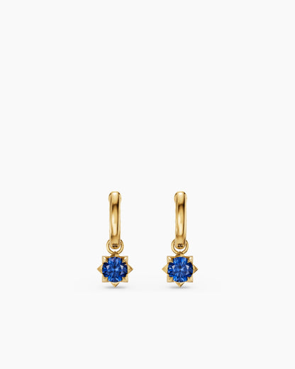 David Yurman Petite Pavé Stone Drop Earrings in 18K Yellow Gold with Blue Sapphires, 4.5mm David Yurman Women’s