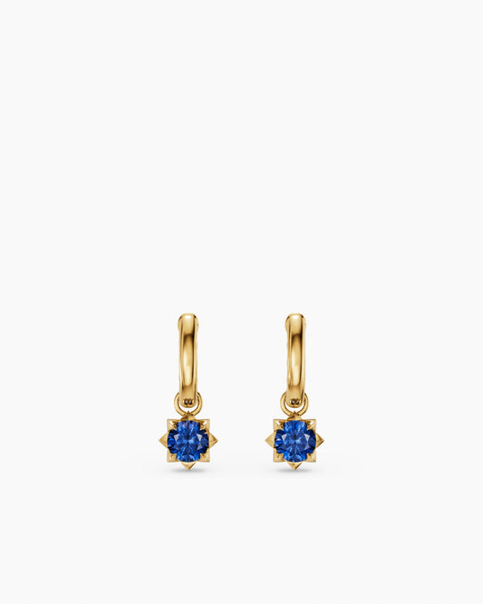 David Yurman Petite Pavé Stone Drop Earrings in 18K Yellow Gold with Blue Sapphires, 4.5mm David Yurman Women’s
