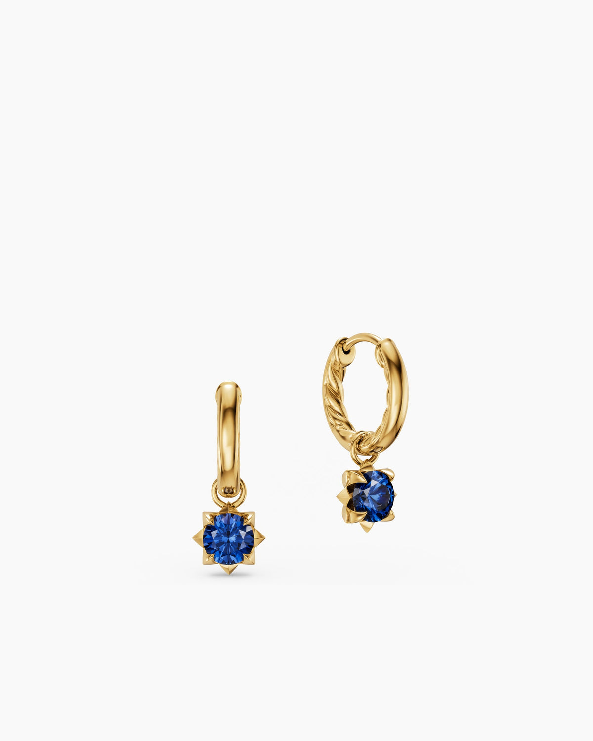 David Yurman Petite Pavé Stone Drop Earrings in 18K Yellow Gold with Blue Sapphires, 4.5mm David Yurman Women’s