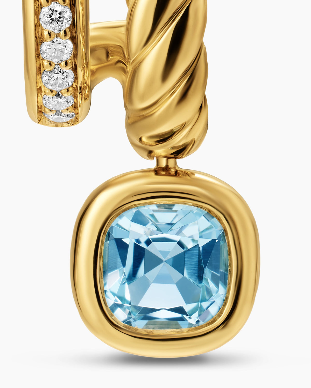 David Yurman DY Mercer® Color Two Row Drop Earrings in 18K Yellow Gold with Sky Blue Topaz and Diamonds, 19.5mm David Yurman Women’s