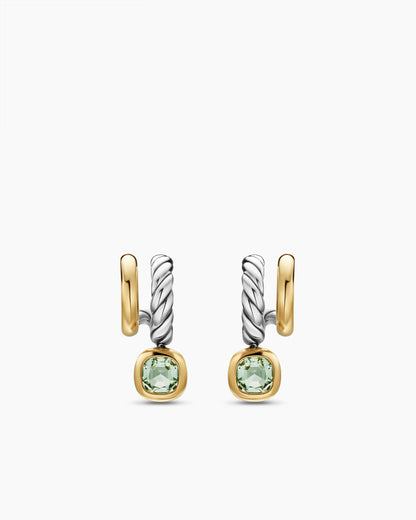 David Yurman DY Mercer® Color Two Row Drop Earrings in Sterling Silver with 18K Yellow Gold and Prasiolite, 19.5mm David Yurman Women’s