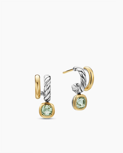 David Yurman DY Mercer® Color Two Row Drop Earrings in Sterling Silver with 18K Yellow Gold and Prasiolite, 19.5mm David Yurman Women’s