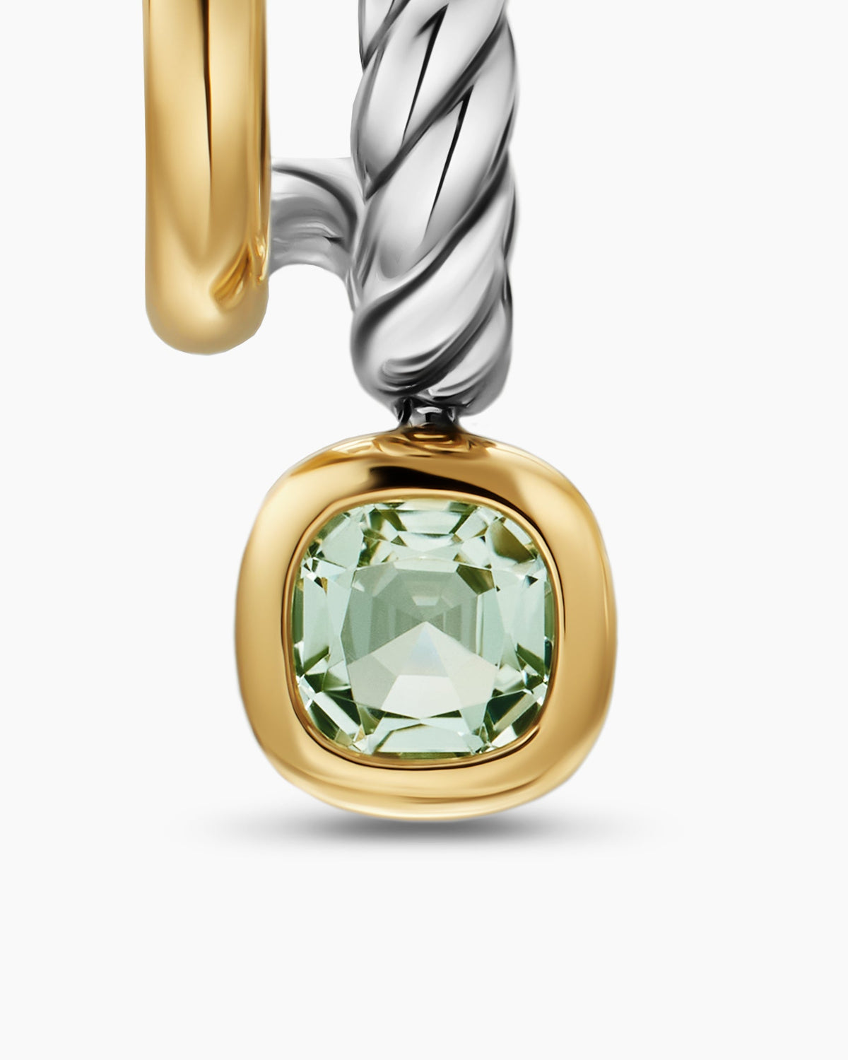 David Yurman DY Mercer® Color Two Row Drop Earrings in Sterling Silver with 18K Yellow Gold and Prasiolite, 19.5mm David Yurman Women’s