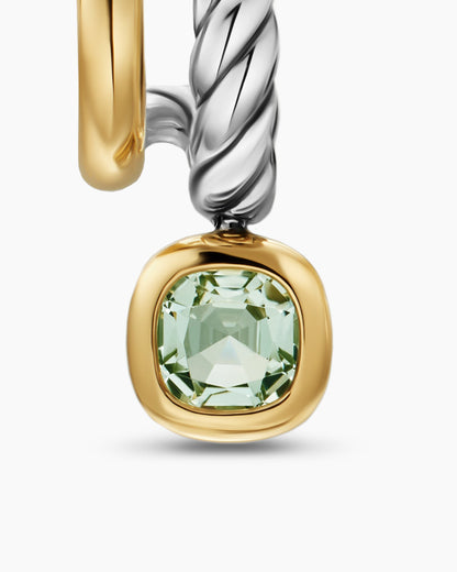 David Yurman DY Mercer® Color Two Row Drop Earrings in Sterling Silver with 18K Yellow Gold and Prasiolite, 19.5mm David Yurman Women’s