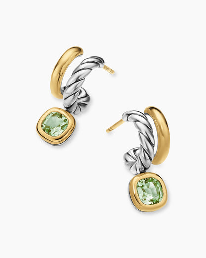 David Yurman DY Mercer® Color Two Row Drop Earrings in Sterling Silver with 18K Yellow Gold and Prasiolite, 19.5mm David Yurman Women’s
