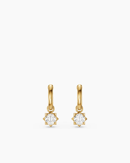 David Yurman Petite Pavé Stone Drop Earrings in 18K Yellow Gold with Diamonds, 4.5mm David Yurman Women’s
