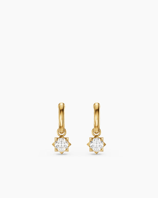 David Yurman Petite Pavé Stone Drop Earrings in 18K Yellow Gold with Diamonds, 4.5mm David Yurman Women’s