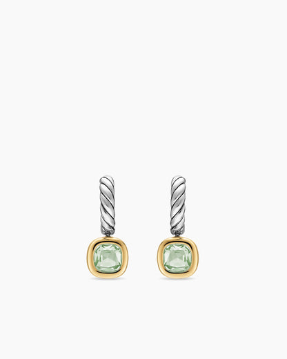 David Yurman DY Mercer® Color Drop Earrings in Sterling Silver with 14K Yellow Gold and Prasiolite, 6mm David Yurman Women’s