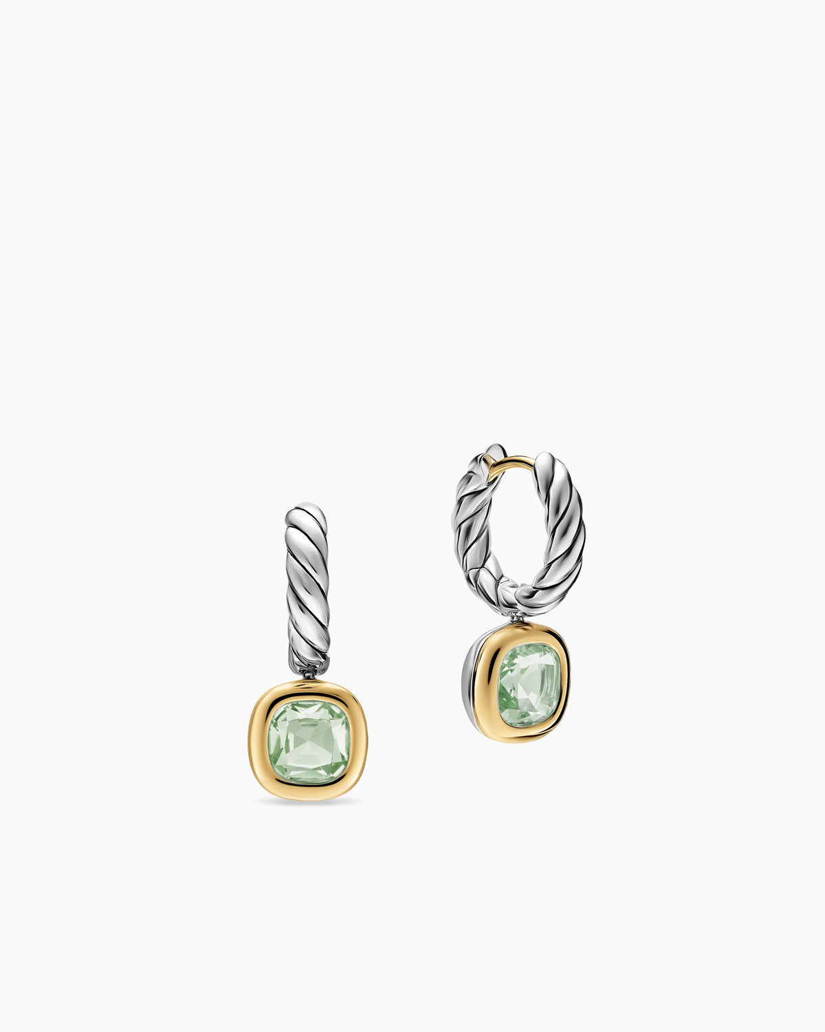 David Yurman DY Mercer® Color Drop Earrings in Sterling Silver with 14K Yellow Gold and Prasiolite, 6mm David Yurman Women’s