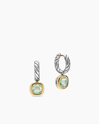 David Yurman DY Mercer® Color Drop Earrings in Sterling Silver with 14K Yellow Gold and Prasiolite, 6mm David Yurman Women’s