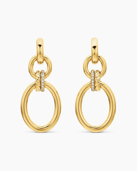 David Yurman DY Mercer® Circular Drop Earrings in 18K Yellow Gold with Diamonds, 50mm David Yurman Women’s