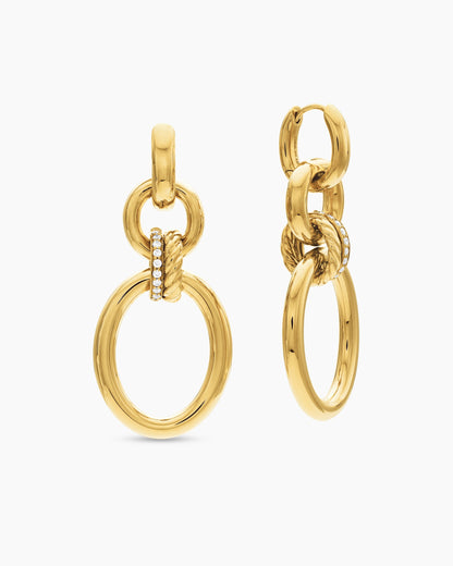 David Yurman DY Mercer® Circular Drop Earrings in 18K Yellow Gold with Diamonds, 50mm David Yurman Women’s