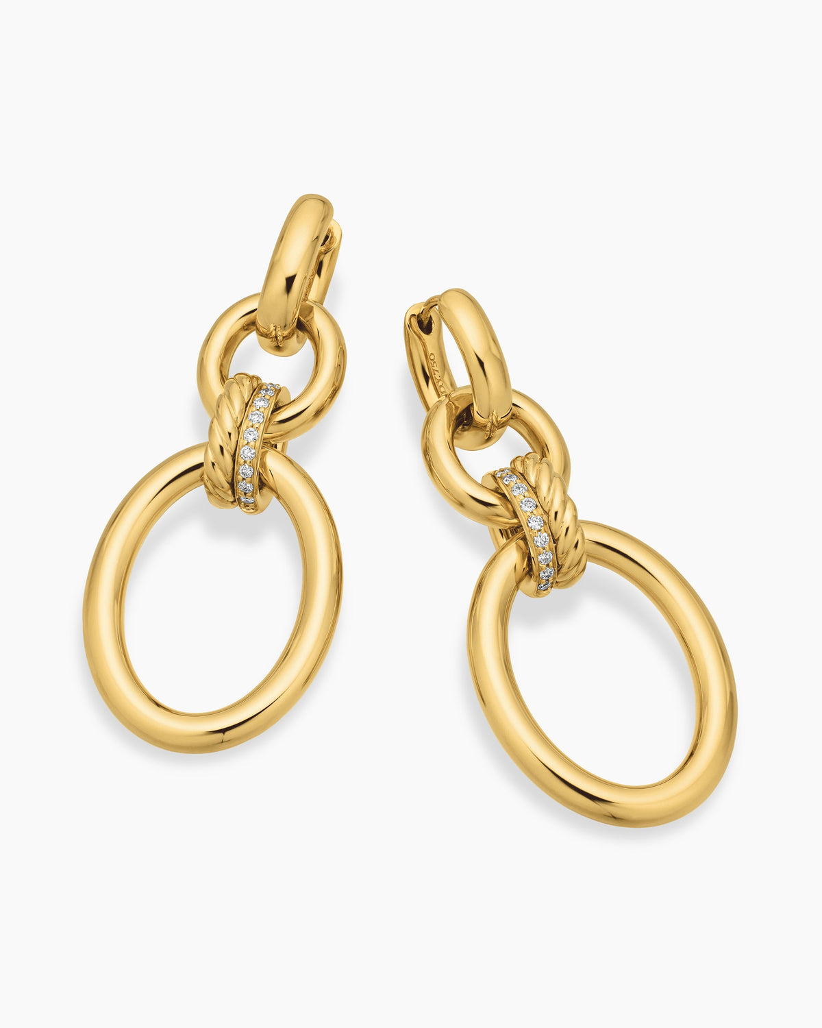 David Yurman DY Mercer® Circular Drop Earrings in 18K Yellow Gold with Diamonds, 50mm David Yurman Women’s