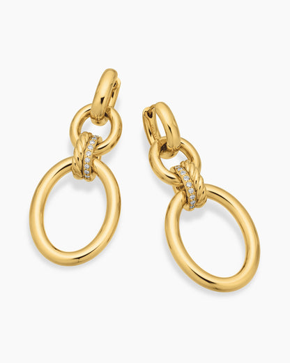David Yurman DY Mercer® Circular Drop Earrings in 18K Yellow Gold with Diamonds, 50mm David Yurman Women’s