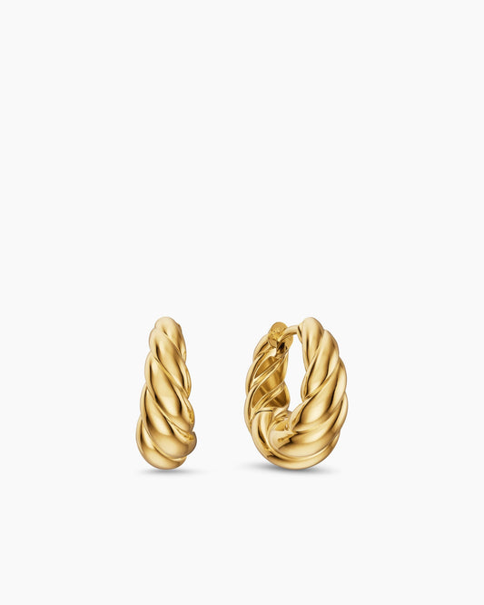 David Yurman Sculpted Cable Tapered Hoop Earrings in 18K Yellow Gold, 15.7mm David Yurman Women’s