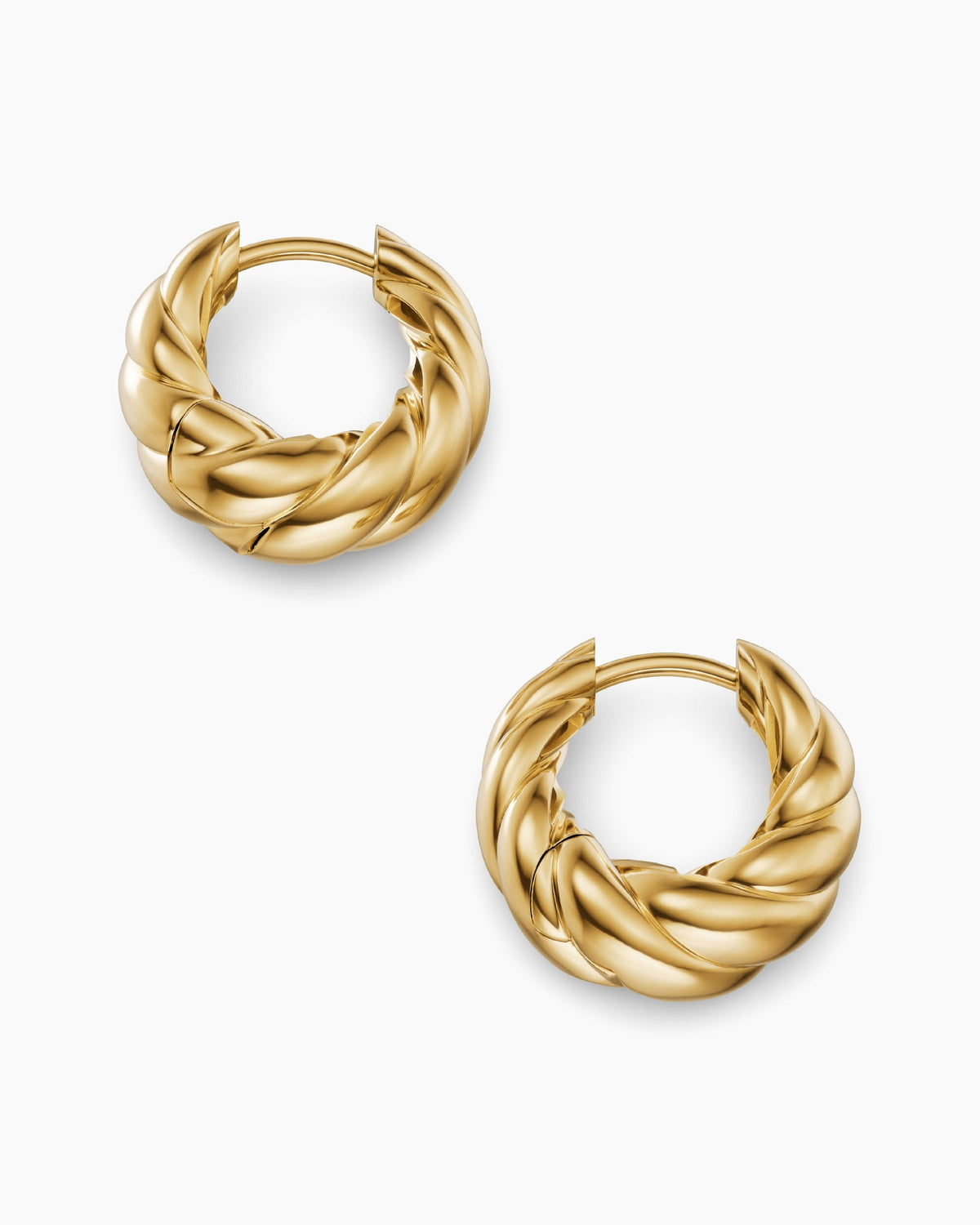 David Yurman Sculpted Cable Tapered Hoop Earrings in 18K Yellow Gold, 15.7mm David Yurman Women’s
