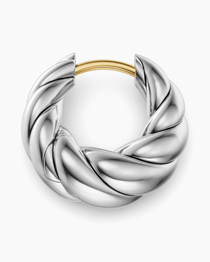 David Yurman Sculpted Cable Tapered Hoop Earrings in Sterling Silver, 15.7mm David Yurman Women’s