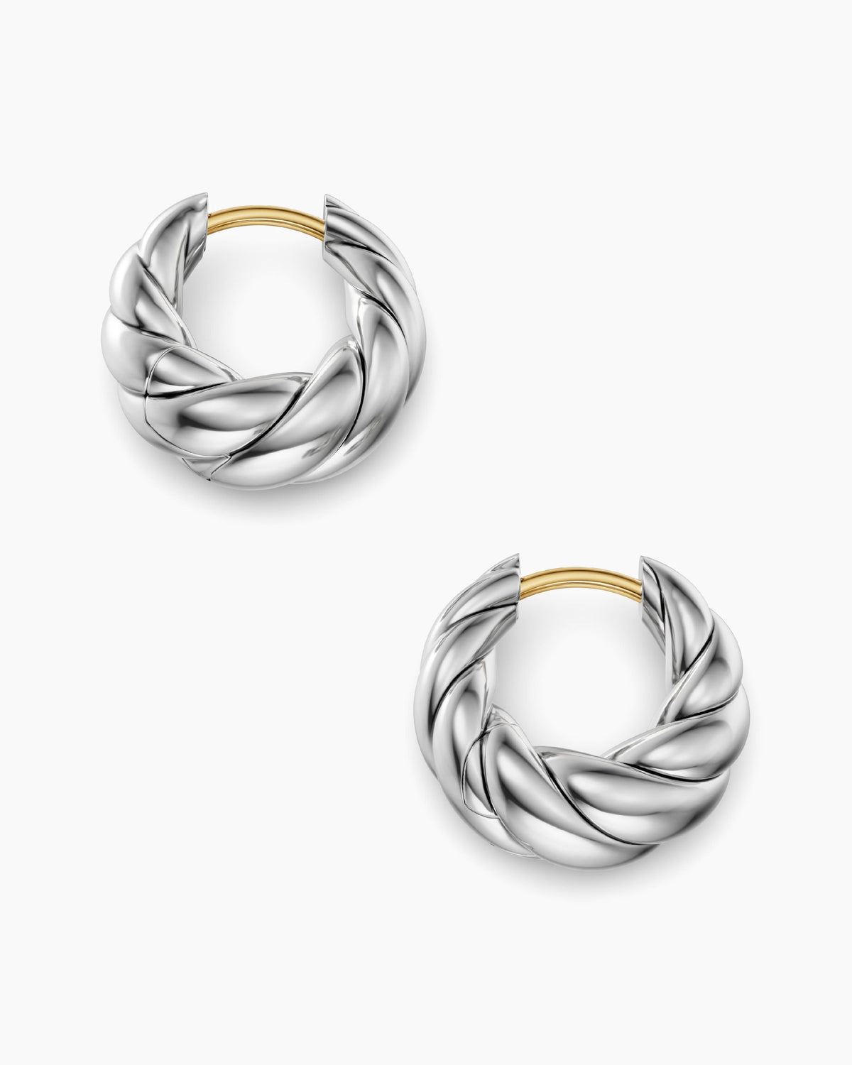 David Yurman Sculpted Cable Tapered Hoop Earrings in Sterling Silver, 15.7mm David Yurman Women’s