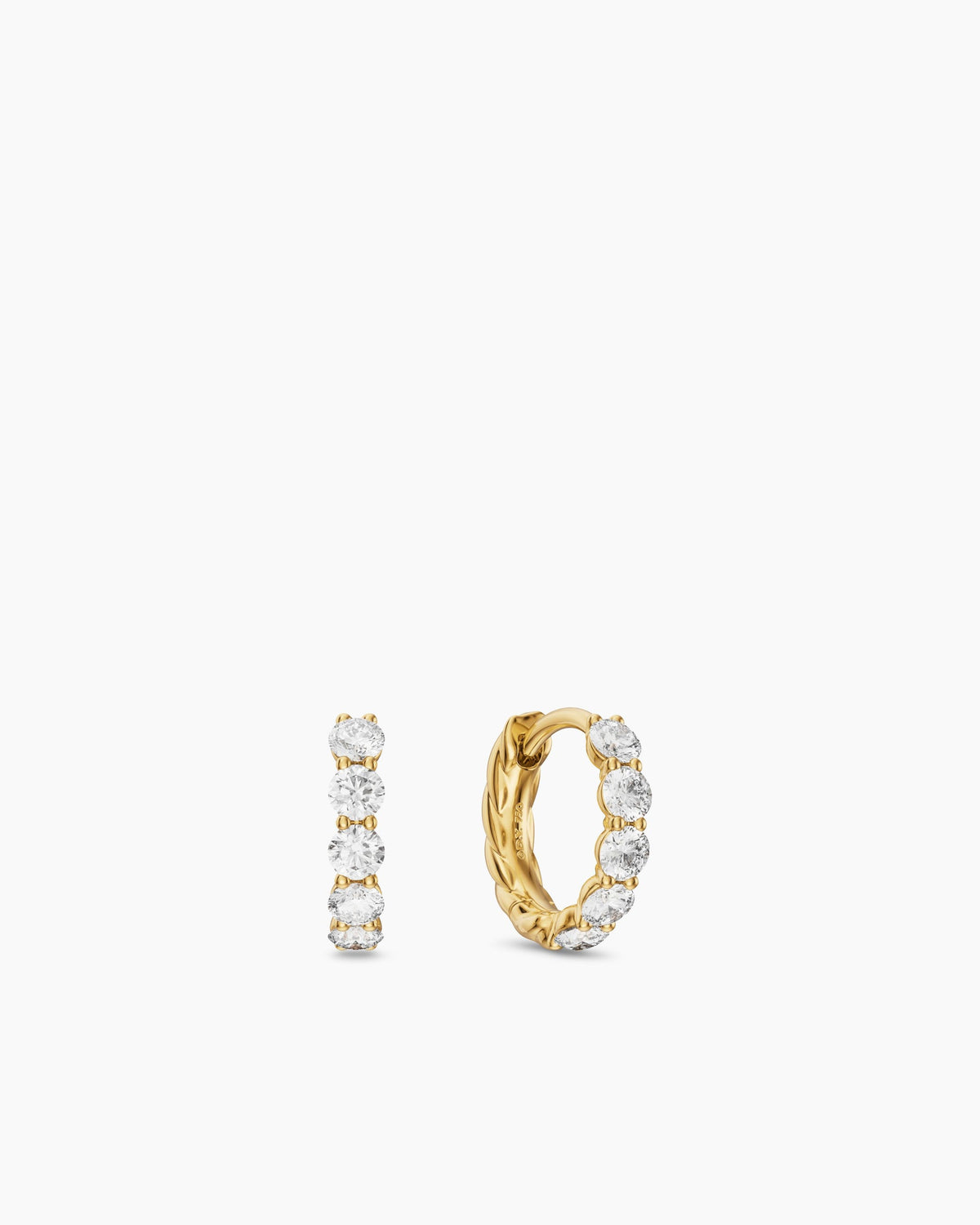 David Yurman Petite Pavé Hoop Earrings in 18K Yellow Gold with Diamonds, 10.2mm David Yurman Women’s
