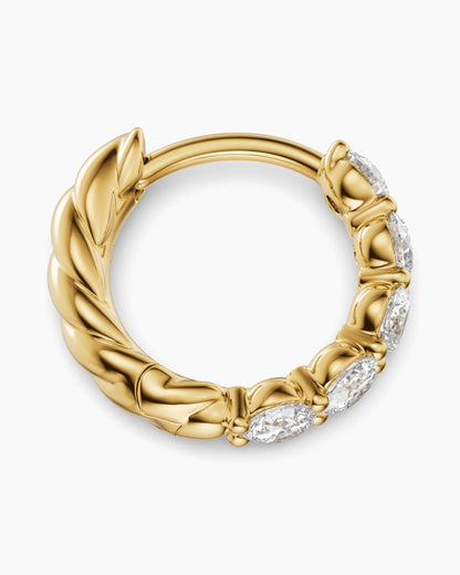 David Yurman Petite Pavé Hoop Earrings in 18K Yellow Gold with Diamonds, 10.2mm David Yurman Women’s