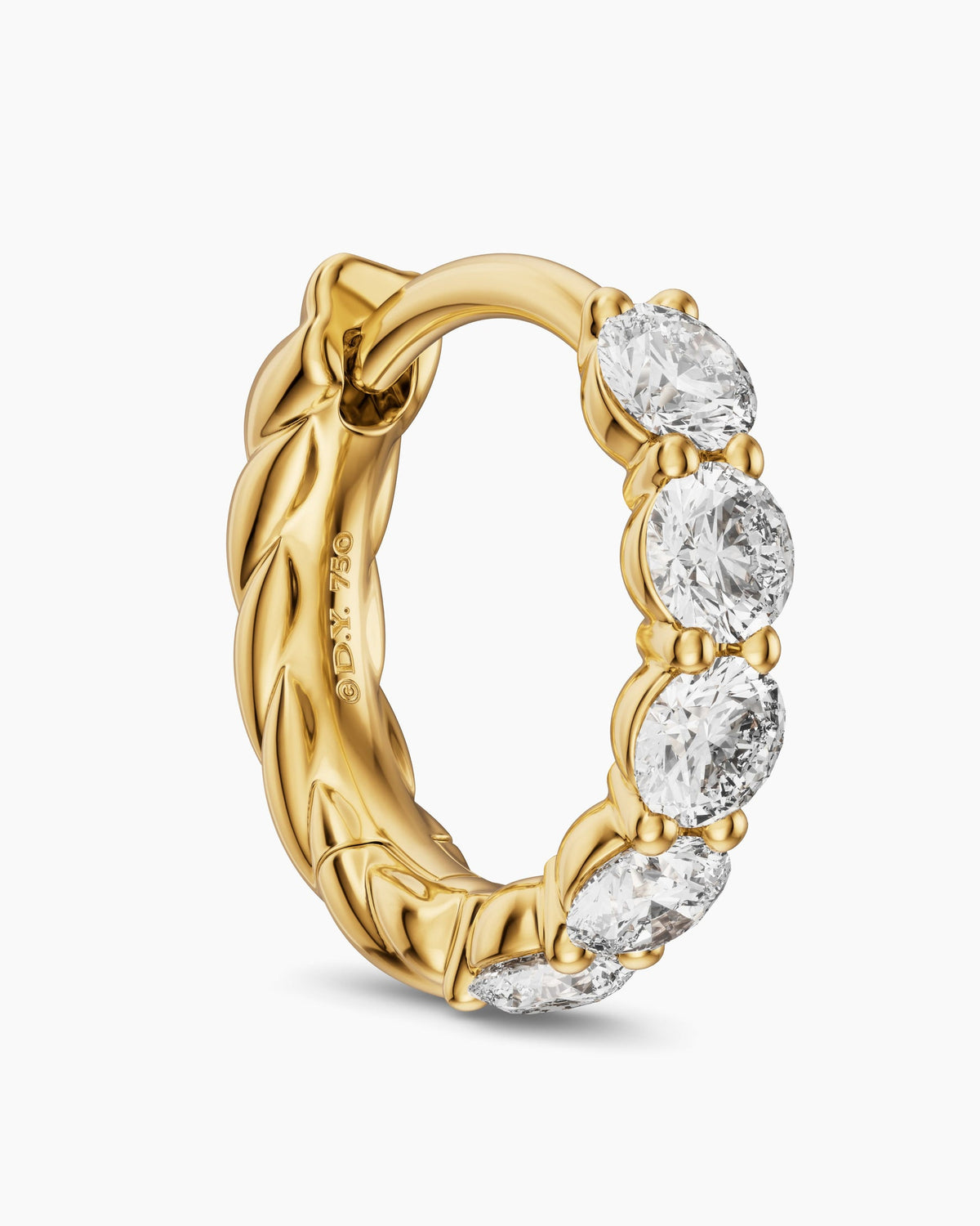 David Yurman Petite Pavé Hoop Earrings in 18K Yellow Gold with Diamonds, 10.2mm David Yurman Women’s