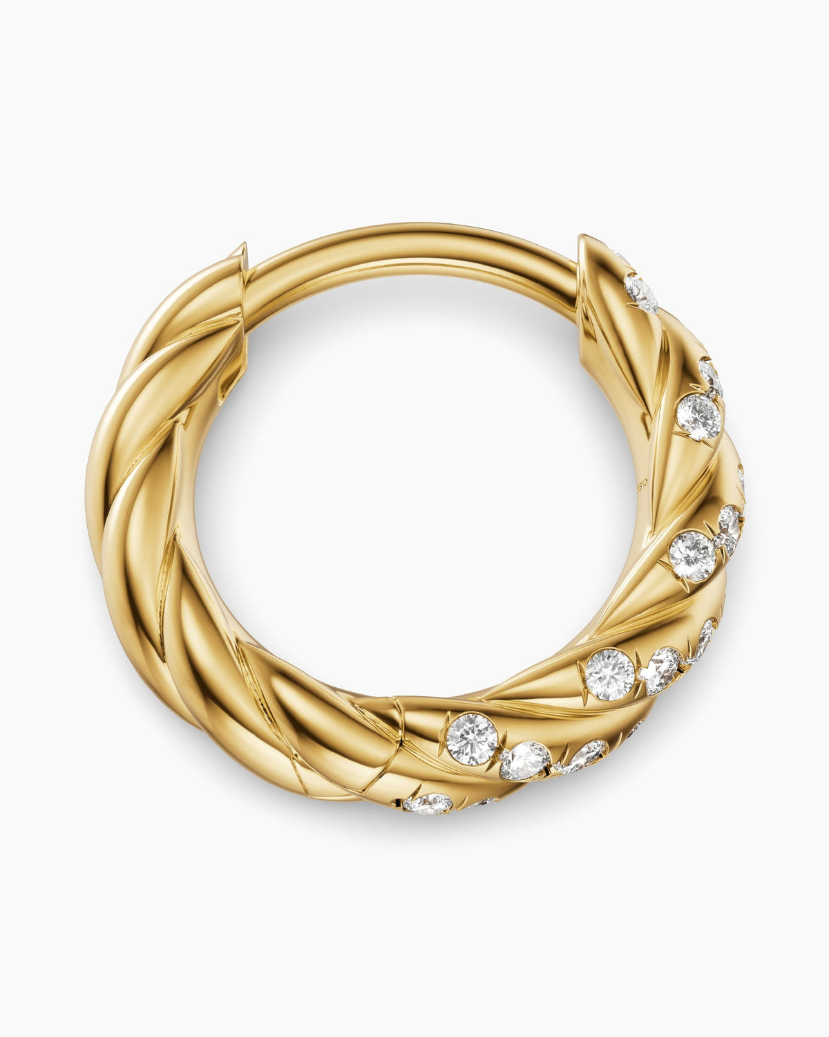 David Yurman Petite Pavé Hoop Earrings in 18K Yellow Gold with Diamonds, 10mm David Yurman Women’s