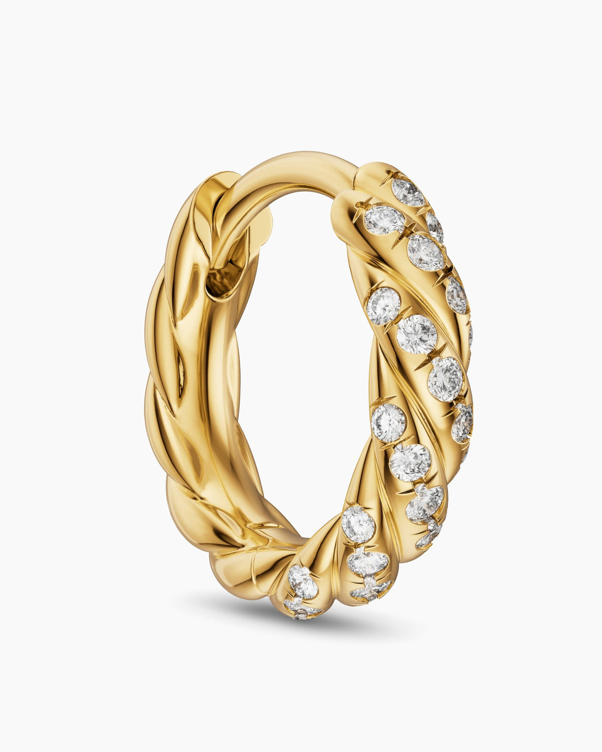 David Yurman Petite Pavé Hoop Earrings in 18K Yellow Gold with Diamonds, 10mm David Yurman Women’s