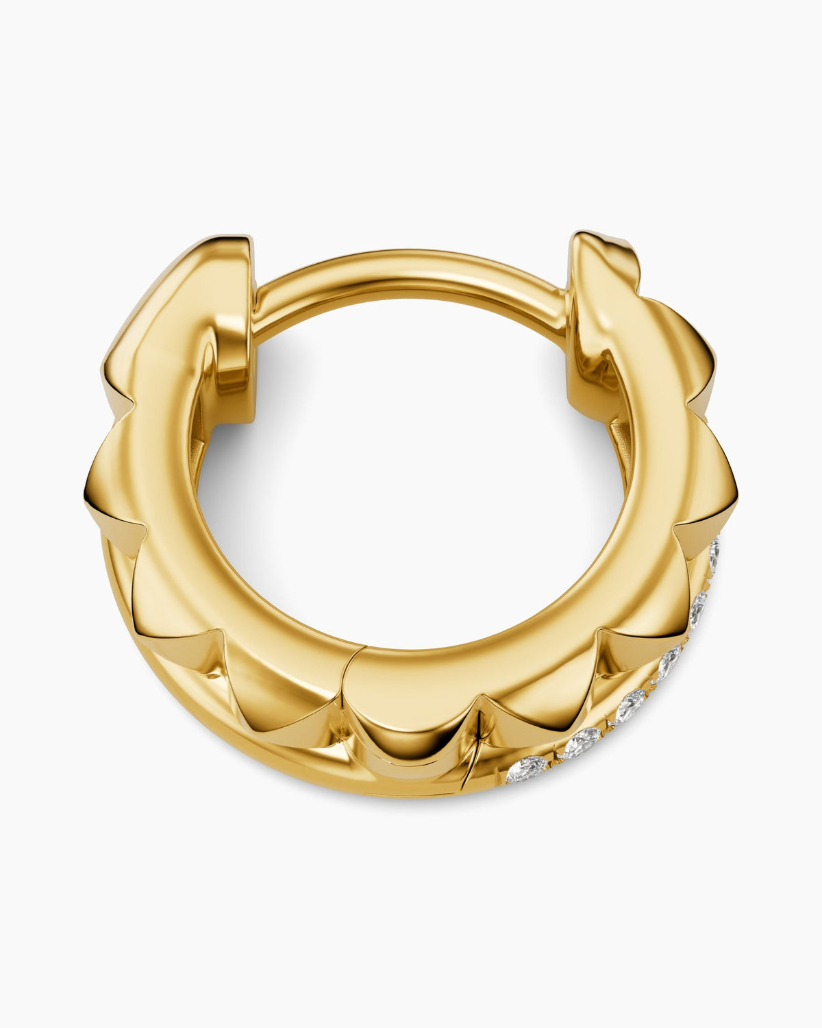 David Yurman Petite Pavé Two Row Hoop Earrings in 18K Yellow Gold with Diamonds, 11.2mm David Yurman Women’s