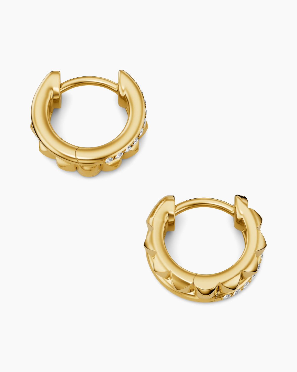 David Yurman Petite Pavé Two Row Hoop Earrings in 18K Yellow Gold with Diamonds, 11.2mm David Yurman Women’s
