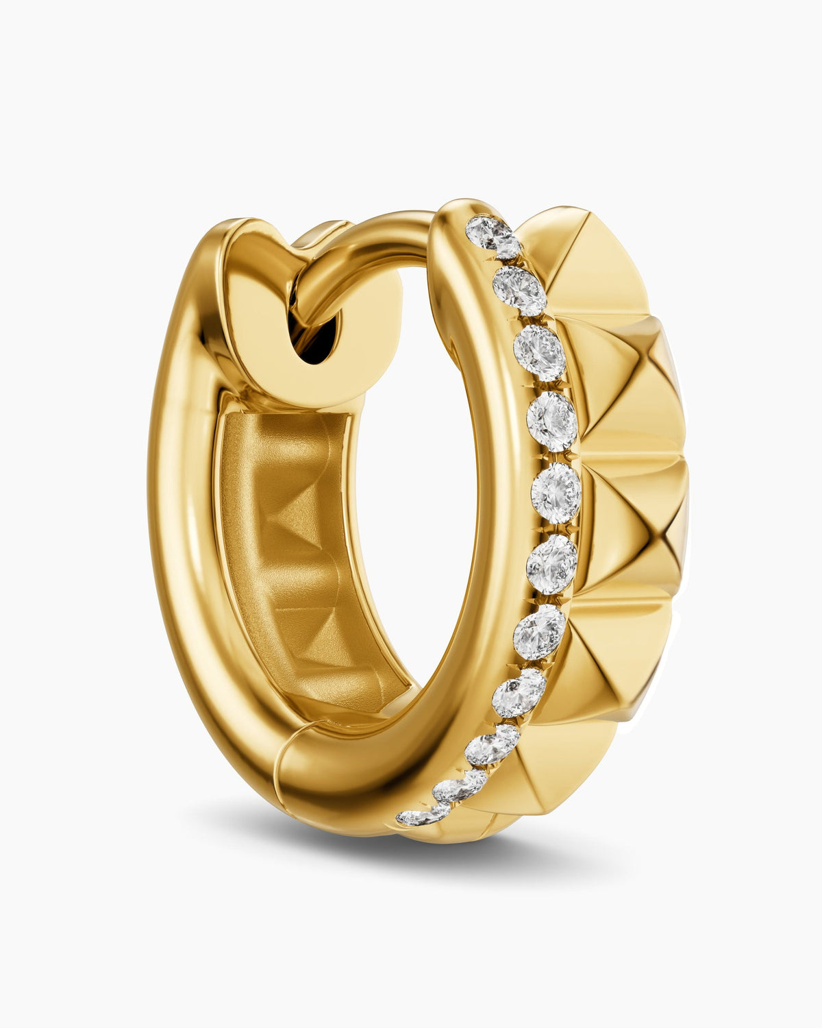 David Yurman Petite Pavé Two Row Hoop Earrings in 18K Yellow Gold with Diamonds, 11.2mm David Yurman Women’s