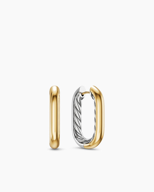 David Yurman DY Madison® Smooth Hoop Earrings in Sterling Silver with 14K Yellow Gold, 24.3mm David Yurman Women’s