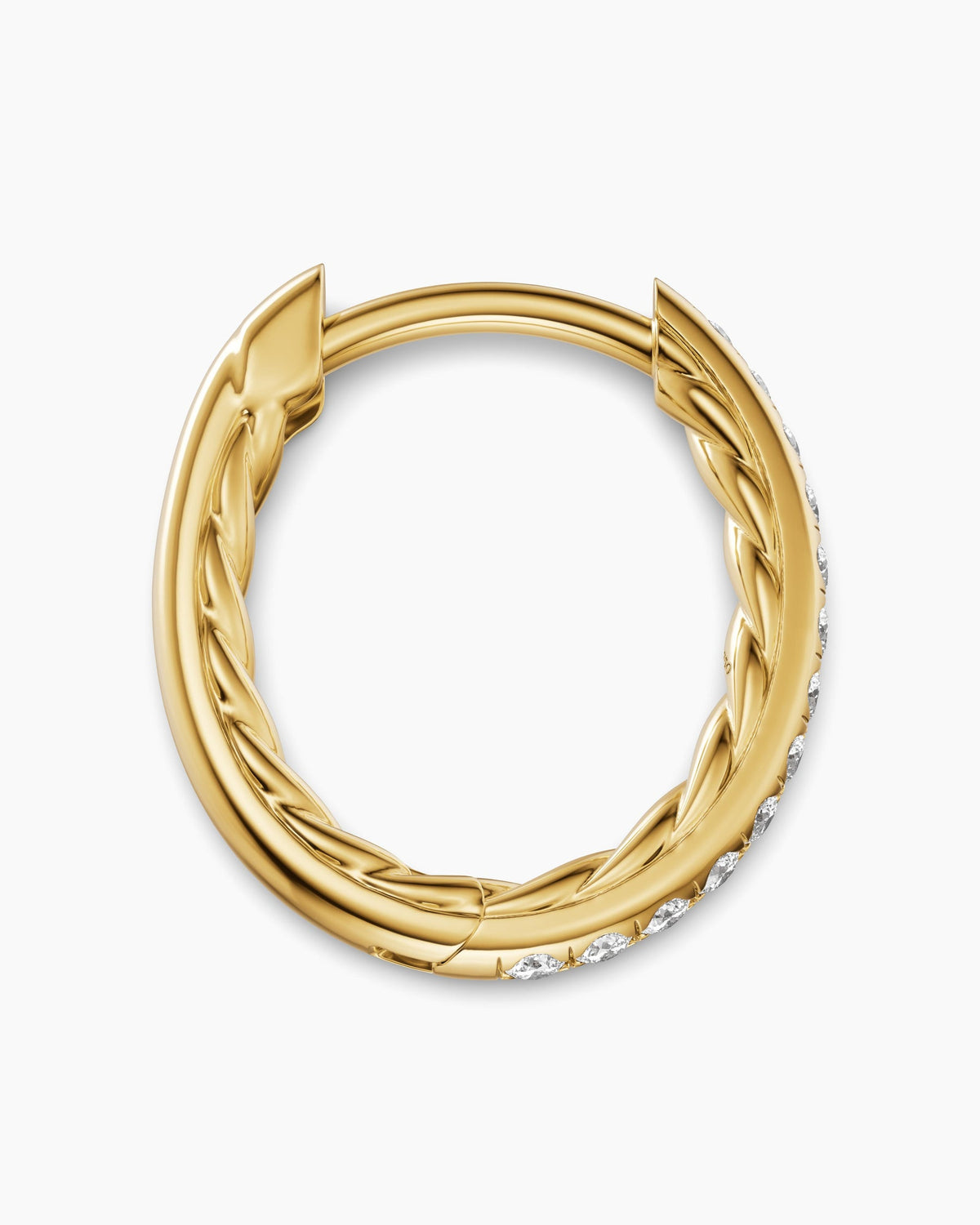 David Yurman Petite Pavé Hoop Earrings in 18K Yellow Gold with Diamonds, 12.7mm David Yurman Women’s