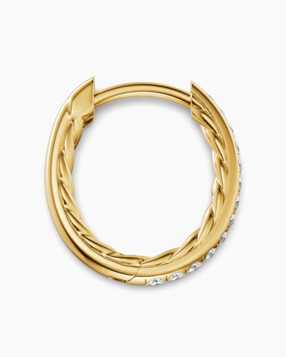 David Yurman Petite Pavé Hoop Earrings in 18K Yellow Gold with Diamonds, 12.7mm David Yurman Women’s