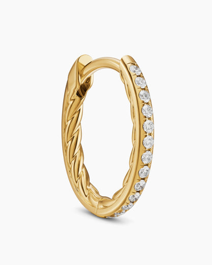 David Yurman Petite Pavé Hoop Earrings in 18K Yellow Gold with Diamonds, 12.7mm David Yurman Women’s