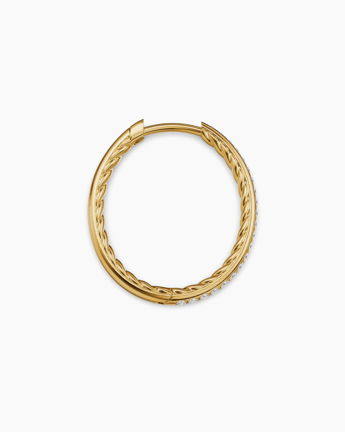 David Yurman Petite Pavé Hoop Earrings in 18K Yellow Gold with Diamonds, 19.3mm David Yurman Women’s