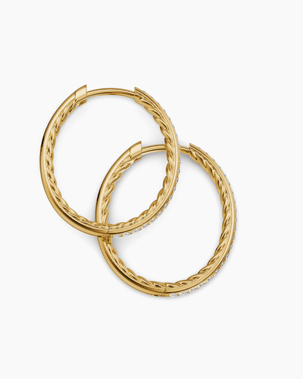 David Yurman Petite Pavé Hoop Earrings in 18K Yellow Gold with Diamonds, 19.3mm David Yurman Women’s