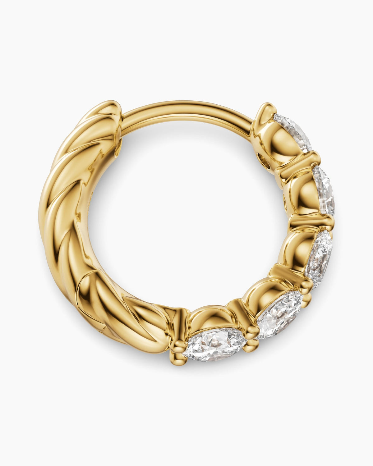 David Yurman Petite Pavé Hoop Earrings in 18K Yellow Gold with Diamonds, 11.6mm David Yurman Women’s