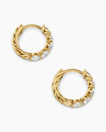 David Yurman Petite Pavé Hoop Earrings in 18K Yellow Gold with Diamonds, 11.6mm David Yurman Women’s