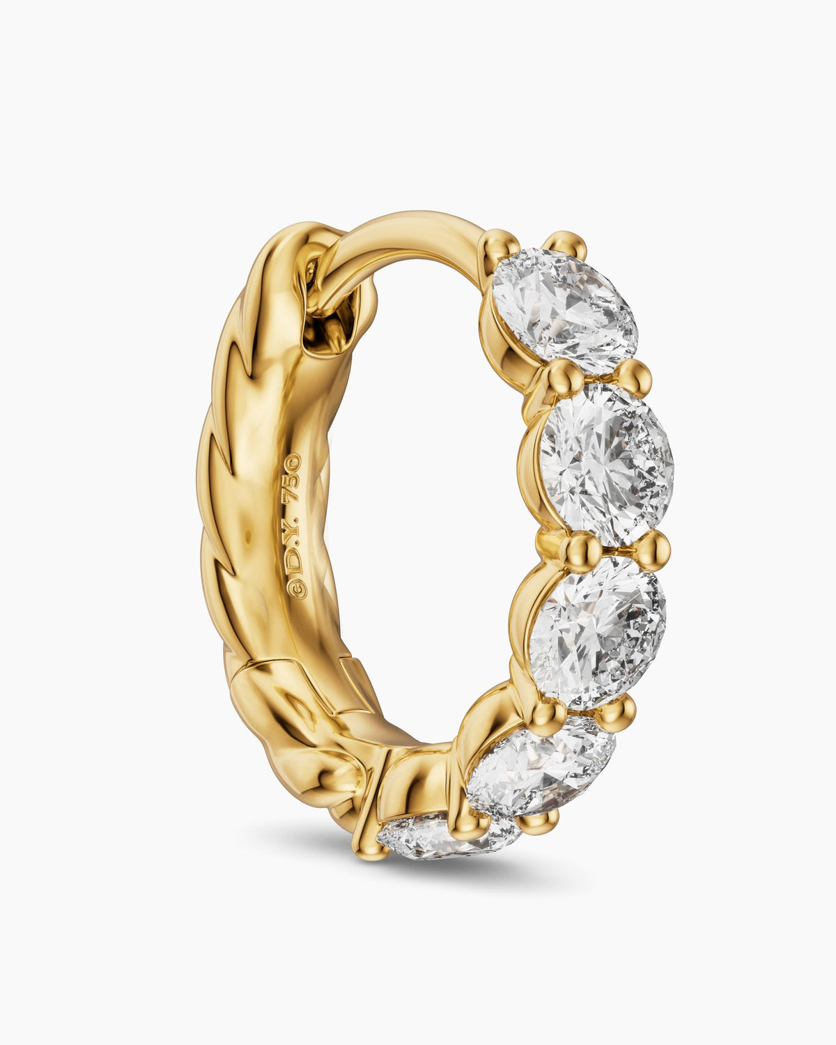 David Yurman Petite Pavé Hoop Earrings in 18K Yellow Gold with Diamonds, 11.6mm David Yurman Women’s