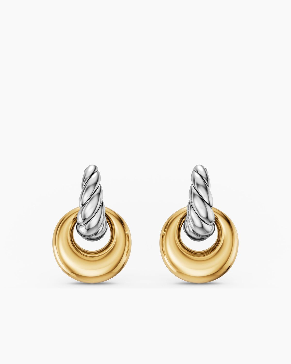 David Yurman Sculpted Cable Drop Earrings in Sterling Silver with 14K Yellow Gold, 23mm David Yurman Women’s
