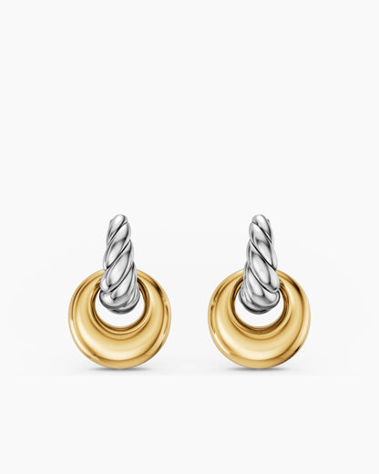 David Yurman Sculpted Cable Drop Earrings in Sterling Silver with 14K Yellow Gold, 23mm David Yurman Women’s