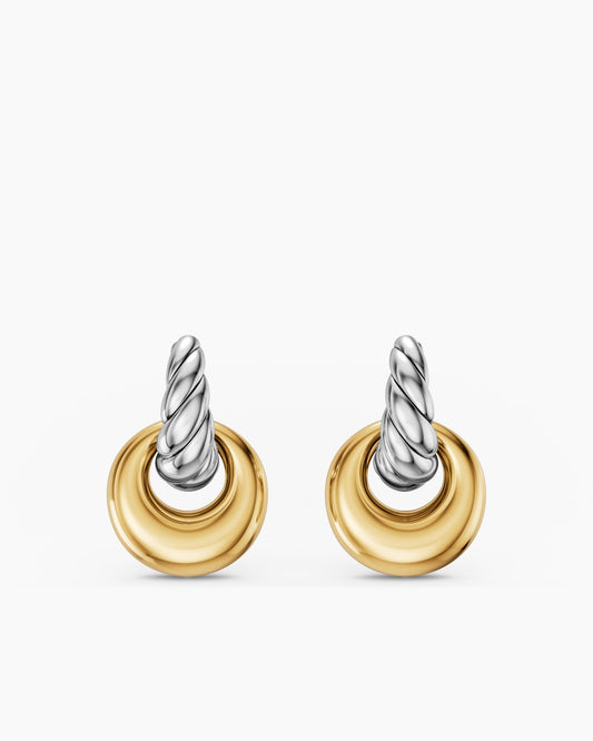 David Yurman Sculpted Cable Drop Earrings in Sterling Silver with 14K Yellow Gold, 23mm David Yurman Women’s