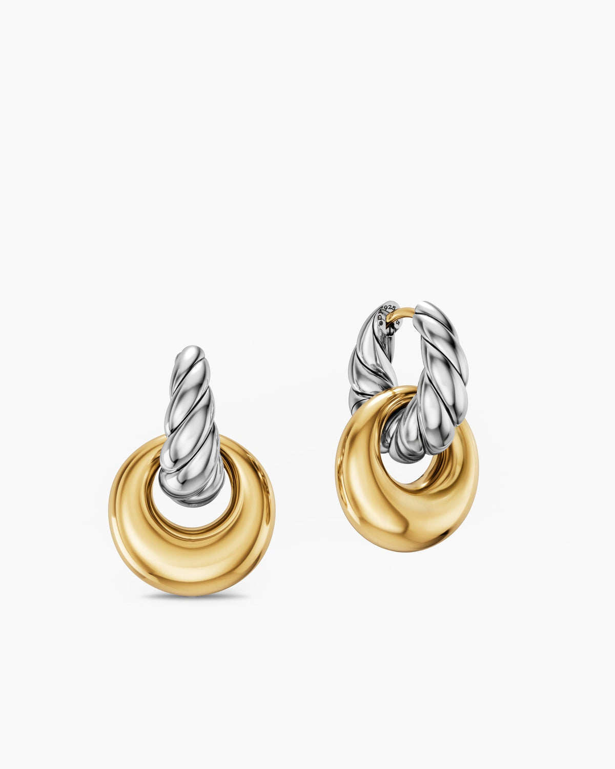 David Yurman Sculpted Cable Drop Earrings in Sterling Silver with 14K Yellow Gold, 23mm David Yurman Women’s