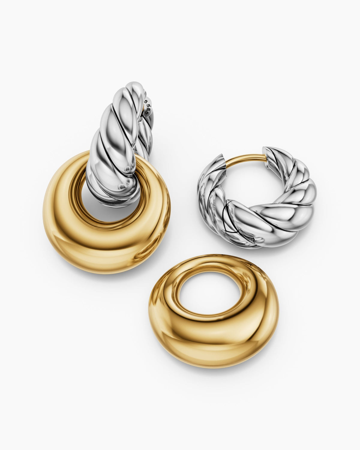 David Yurman Sculpted Cable Drop Earrings in Sterling Silver with 14K Yellow Gold, 23mm David Yurman Women’s